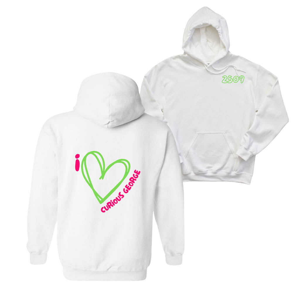 I HEART CURIOUS GEORGE ~ hooded sweatshirt ~ classic fit