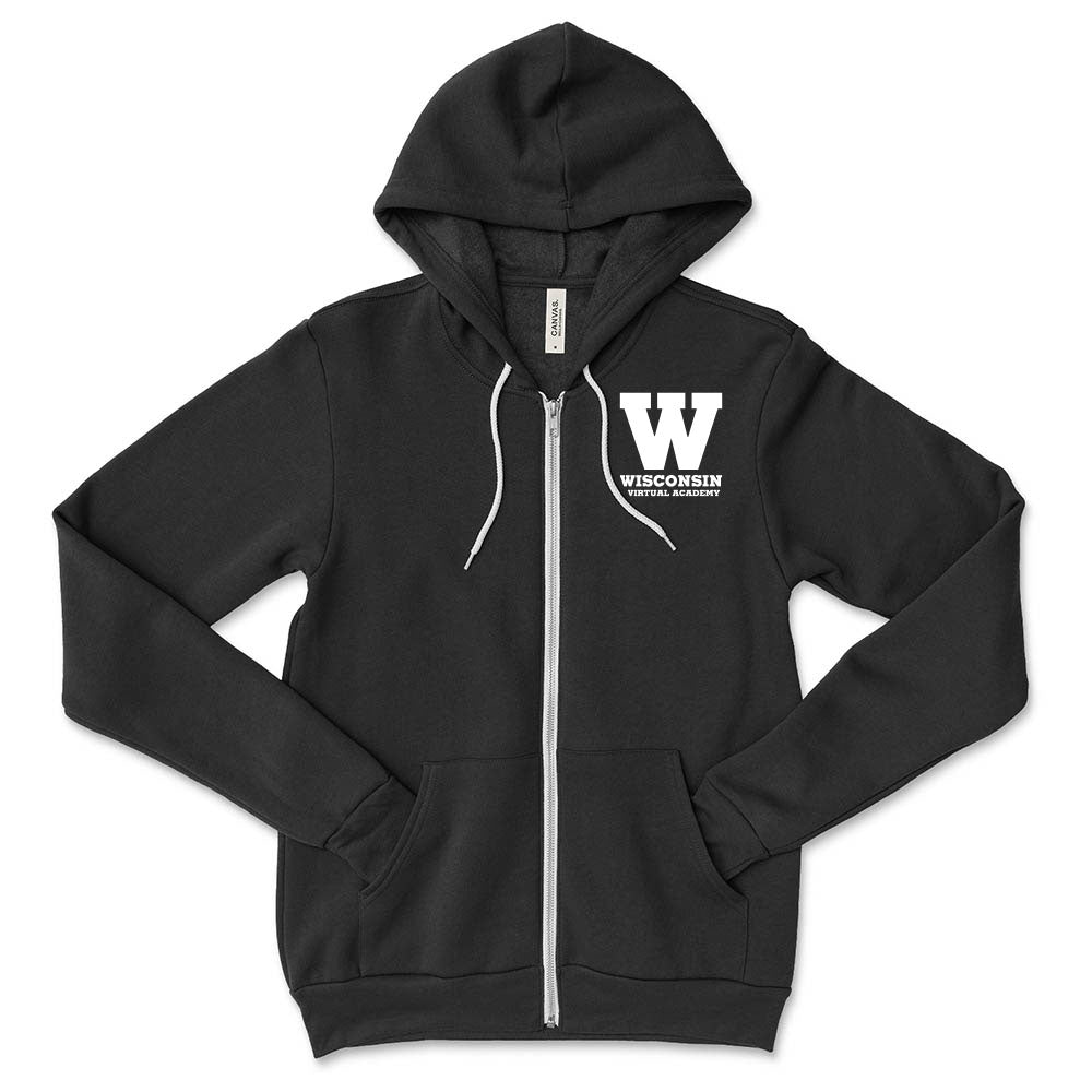 W ZIP HOODIE ~ WISCONSIN VIRTUAL ACADEMY ~ youth & adult ~ classic unisex fit-black
