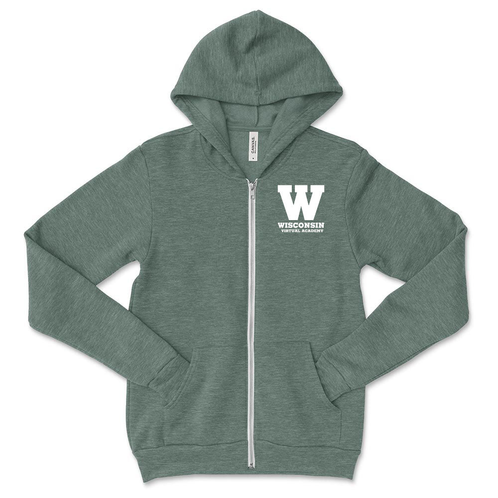 W ZIP HOODIE ~ WISCONSIN VIRTUAL ACADEMY ~ youth & adult ~ classic unisex fit-heather forest