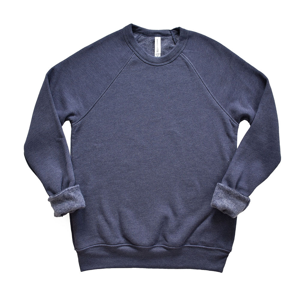 Custom ~ Raglan Sponge Fleece Sweatshirt ~ Bella + Canvas-heather navy