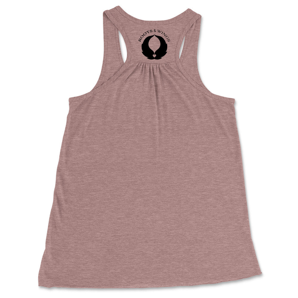 ROOTS & WINGS FLOWY RACERBACK TANK<br />relaxed fit - humanKIND