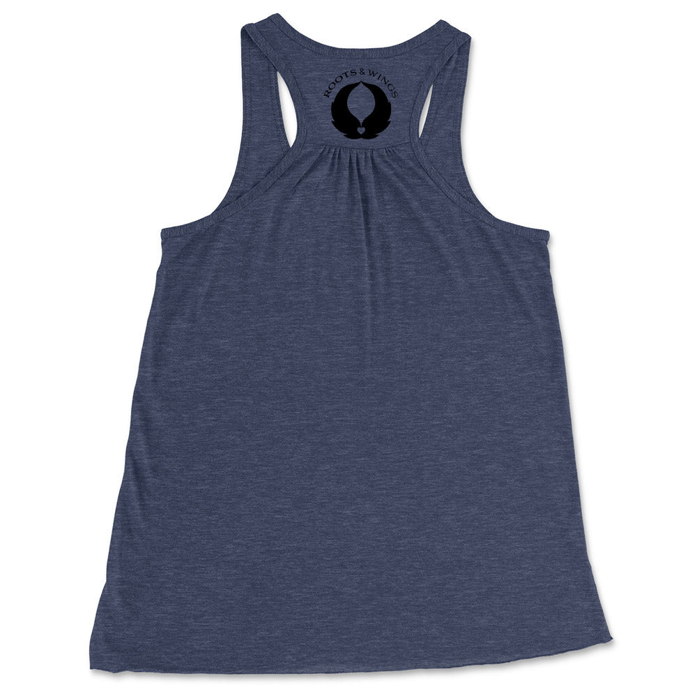 ROOTS & WINGS FLOWY RACERBACK TANK<br />relaxed fit - humanKIND