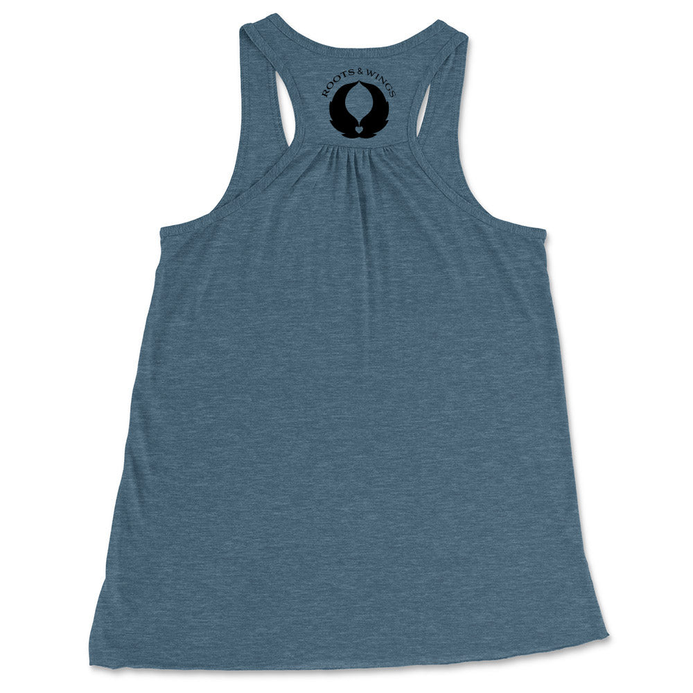 ROOTS & WINGS FLOWY RACERBACK TANK<br />relaxed fit - humanKIND