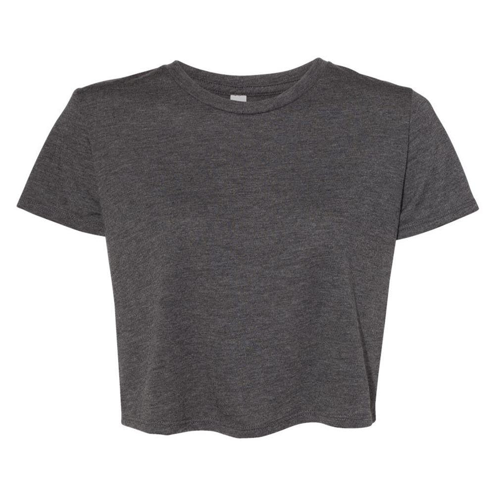 Custom New Trier High School Spirit Wear cropped tee dark grey heather