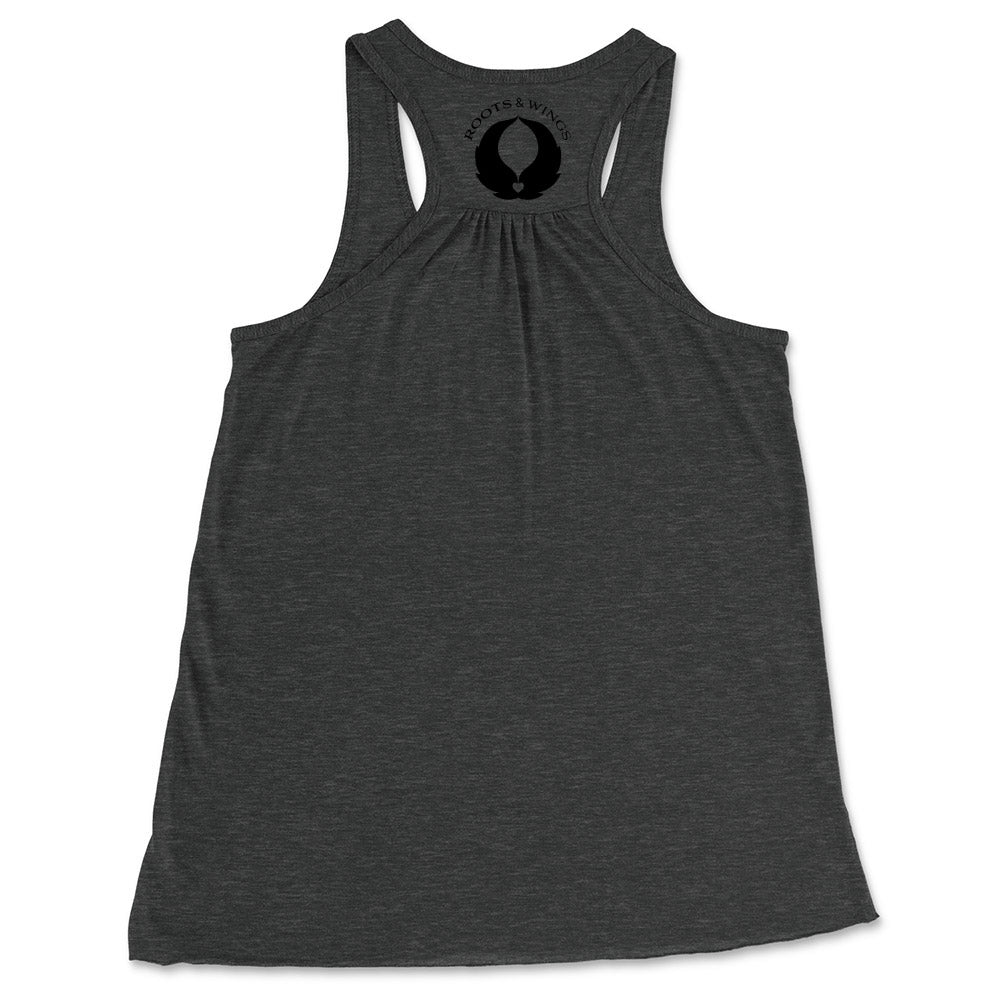 ROOTS & WINGS FLOWY RACERBACK TANK<br />relaxed fit - humanKIND