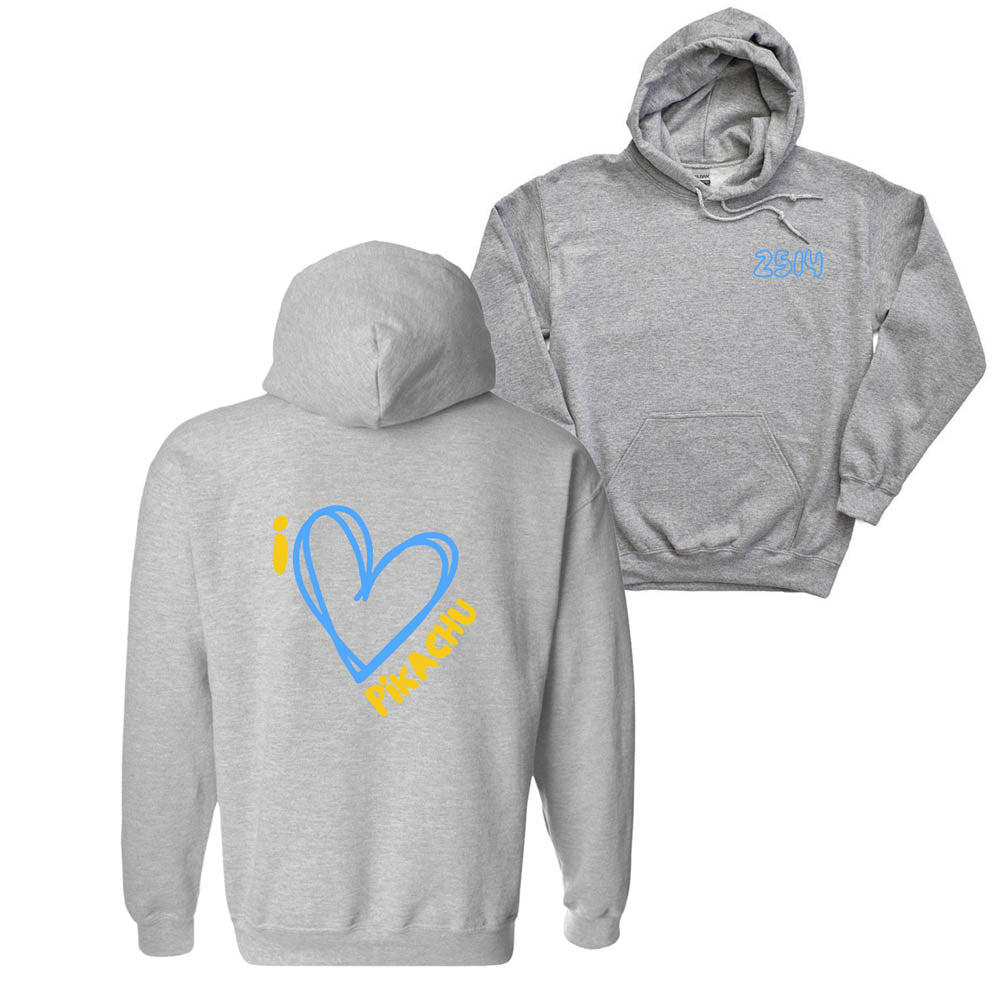 I HEART PIKACHU ~ hooded sweatshirt ~ classic fit