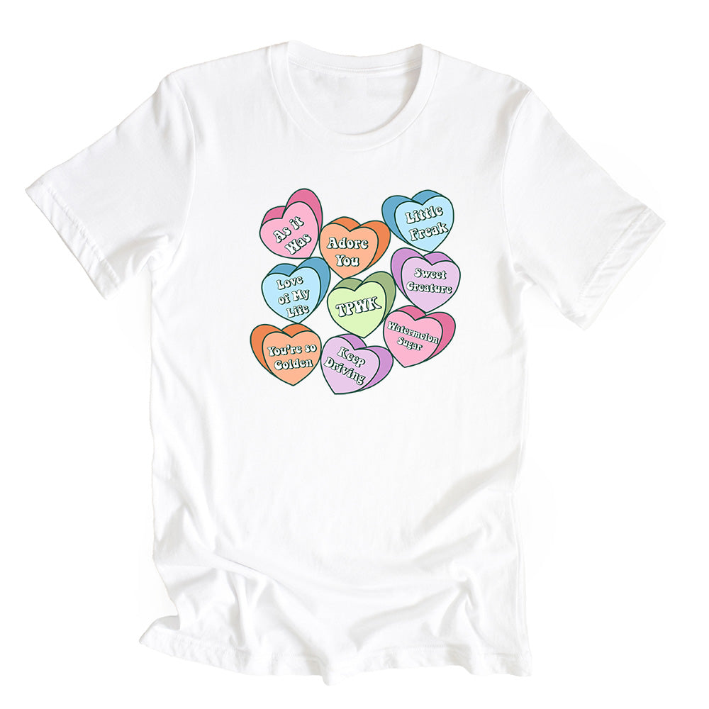 HARRY STYLES CONVERSATION HEARTS TEE ~ youth & adult ~ classic fit