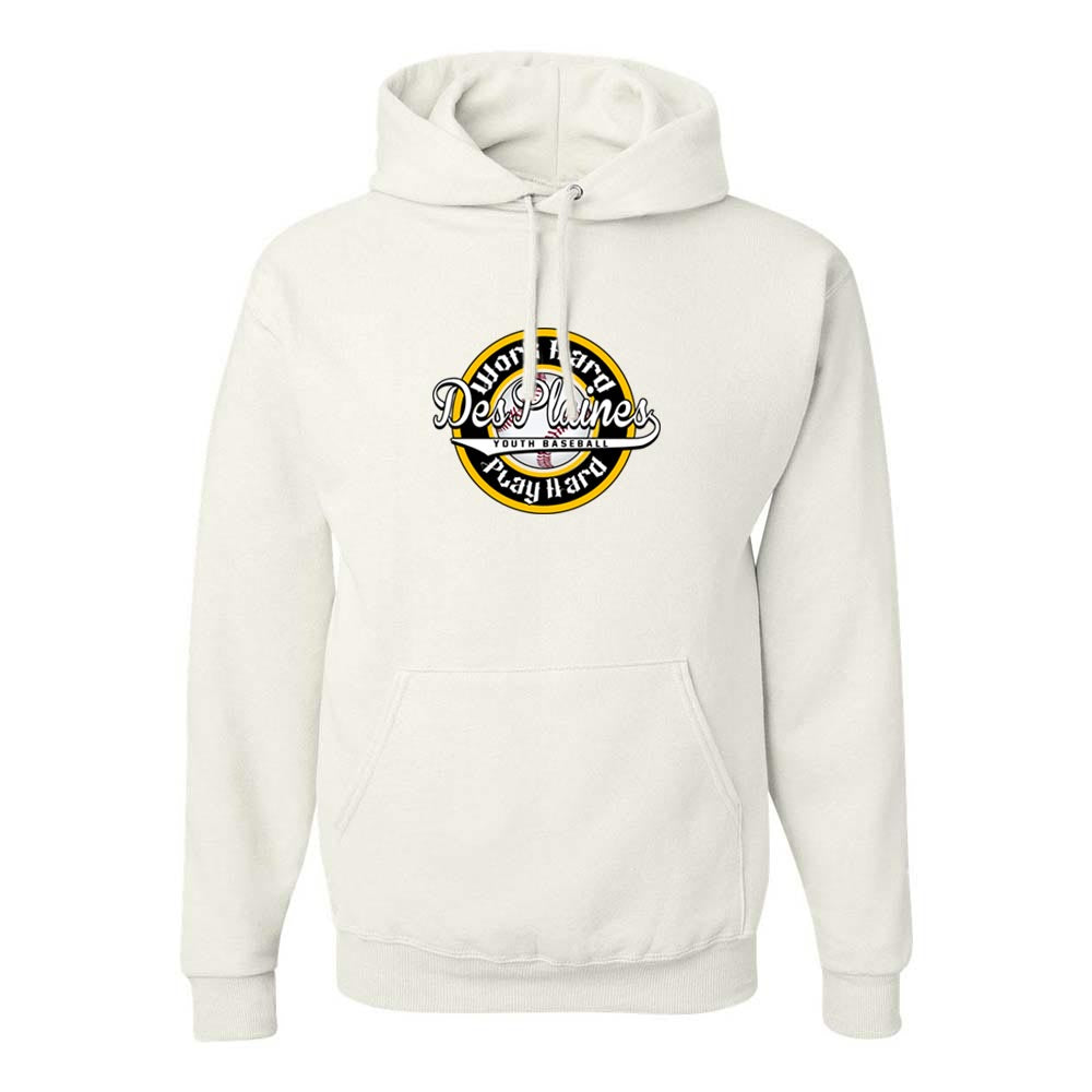 DES PLAINES BASEBALL WORK HARD HOODIE ~ DES PLAINES BASEBALL ~ jerzees nublend hoodie ~ youth & adult ~ classic unisex fit