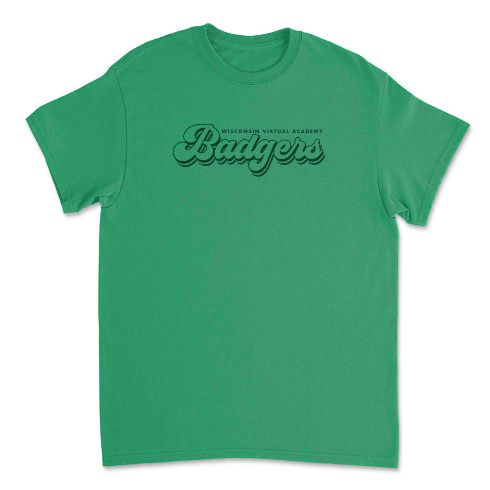 GROOVY BADGERS TEE ~ WISCONSIN VIRTUAL ACADEMY ~ youth & adult ~ classic unisex fit-irish green
