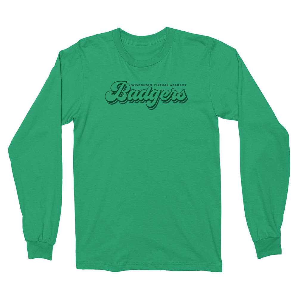 BADGERS GROOVY LONG SLEEVE TEE ~ WISCONSIN VIRTUAL ACADEMY ~ youth & adult ~ classic unisex fit