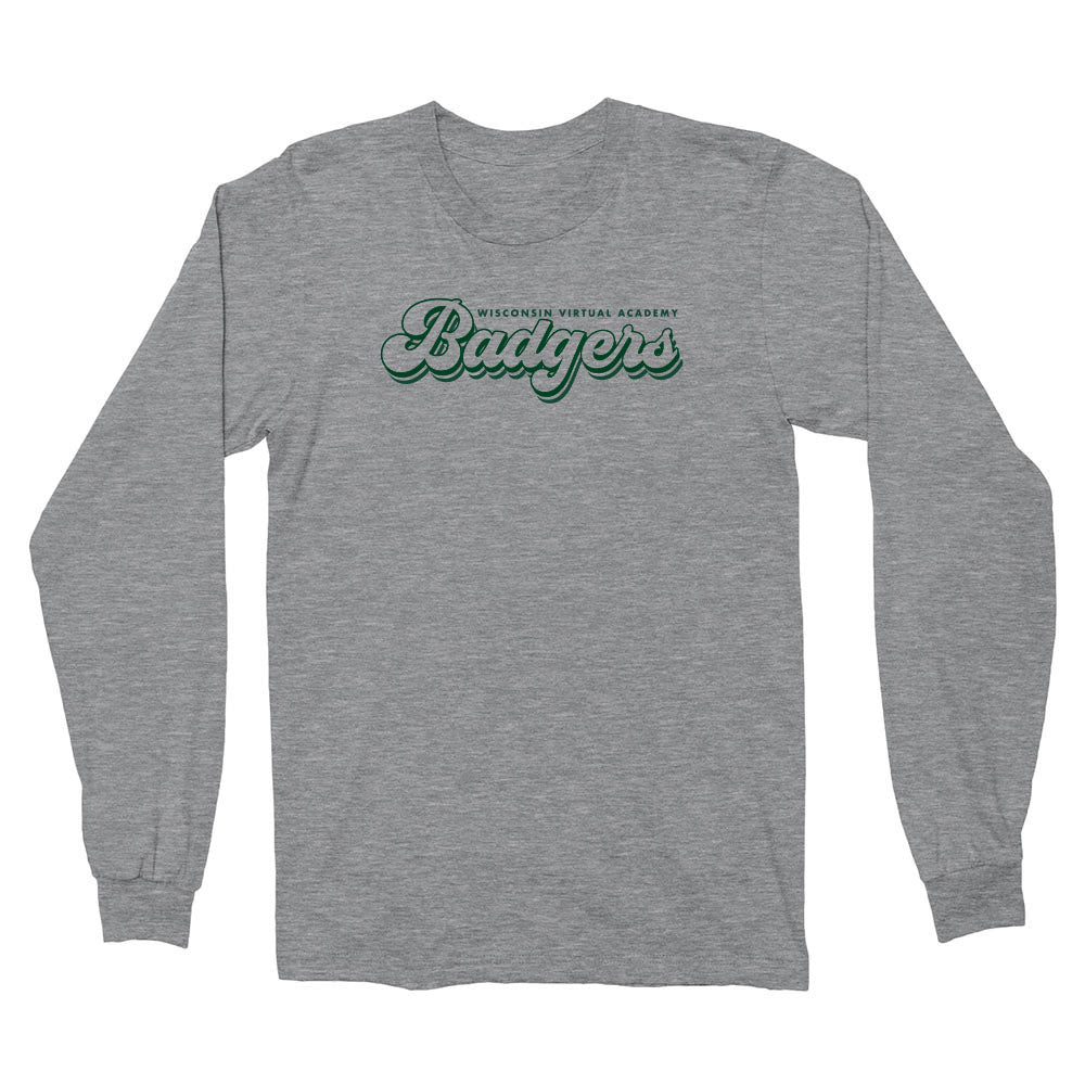 BADGERS GROOVY LONG SLEEVE TEE ~ WISCONSIN VIRTUAL ACADEMY ~ youth & adult ~ classic unisex fit