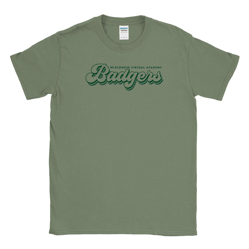 GROOVY BADGERS TEE ~ WISCONSIN VIRTUAL ACADEMY ~ youth & adult ~ classic unisex fit-military green