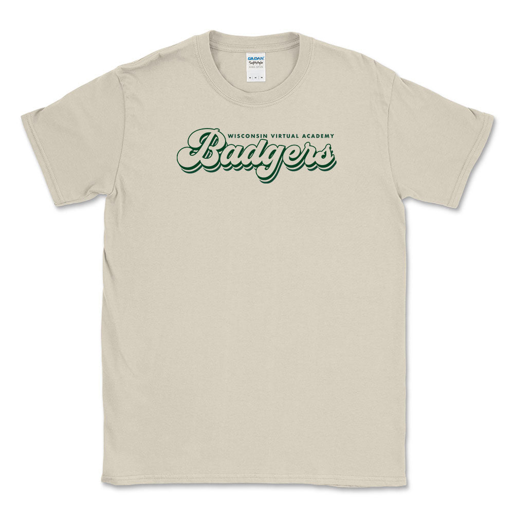GROOVY BADGERS TEE ~ WISCONSIN VIRTUAL ACADEMY ~ youth & adult ~ classic unisex fit-sand