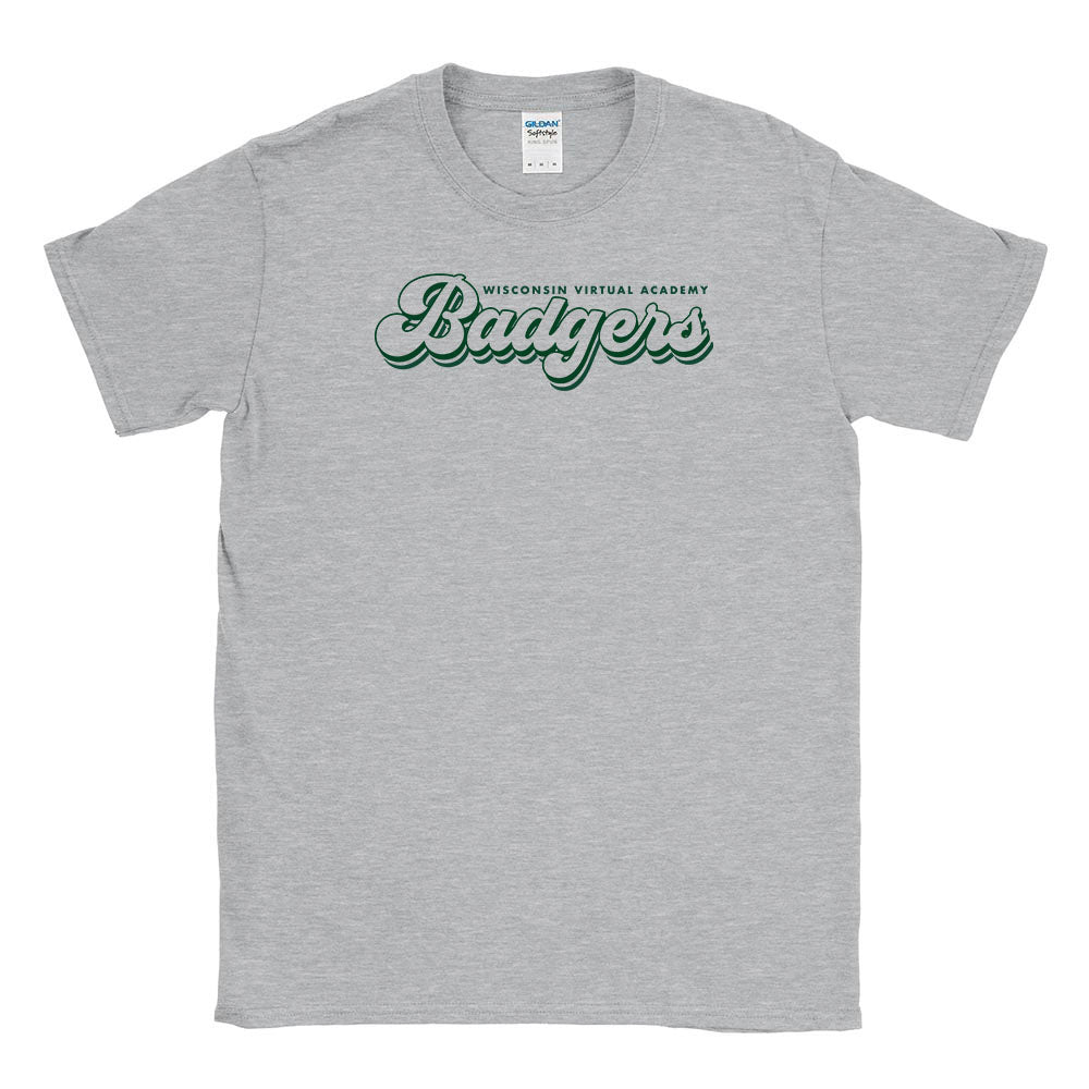 GROOVY BADGERS TEE ~ WISCONSIN VIRTUAL ACADEMY ~ youth & adult ~ classic unisex fit-sport grey