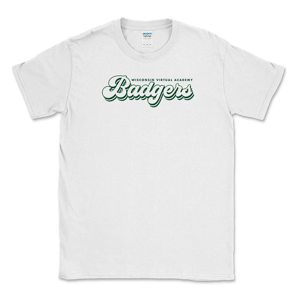 GROOVY BADGERS TEE ~ WISCONSIN VIRTUAL ACADEMY ~ youth & adult ~ classic unisex fit-white