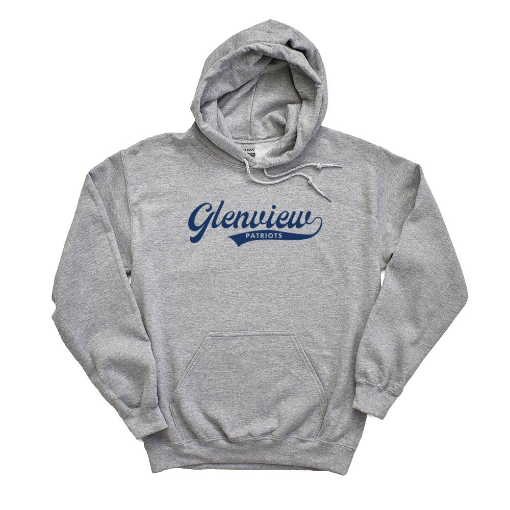 GLENVIEW PATRIOTS SCRIPT HOODIE ~ GLENVIEW PATRIOTS ~ youth and adult ~ classic fit