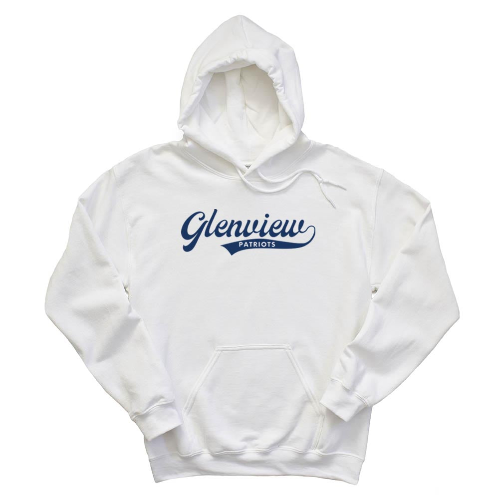 GLENVIEW PATRIOTS SCRIPT HOODIE ~ GLENVIEW PATRIOTS ~ youth and adult ~ classic fit