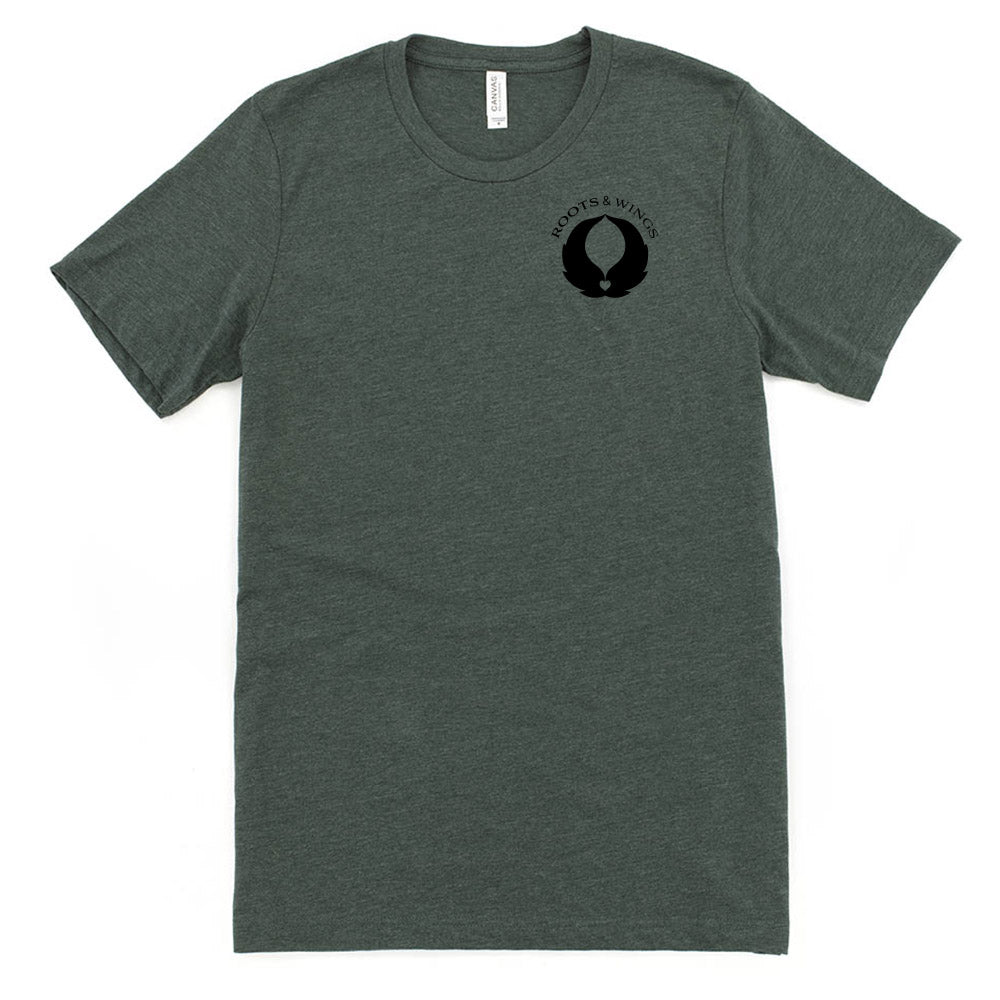 ROOTS & WINGS UNISEX HEATHER TEE <br />classic fit - humanKIND