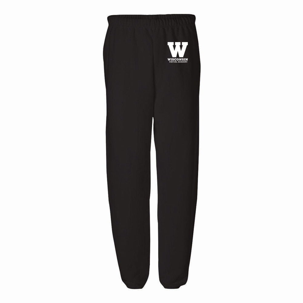 W SWEATPANTS ~ WISCONSIN VIRTUAL ACADEMY ~ youth & adult ~ classic unisex fit-black