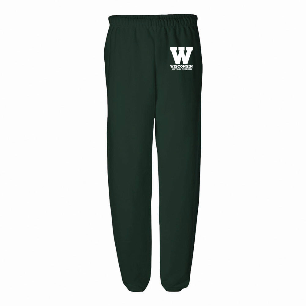 W SWEATPANTS ~ WISCONSIN VIRTUAL ACADEMY ~ youth & adult ~ classic unisex fit-forest green