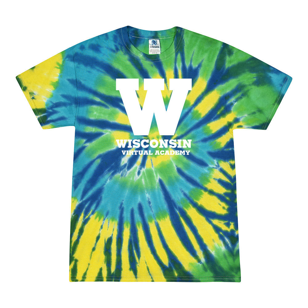 W - WISCONSIN VIRTUAL ACADEMY TIE DYE TEE ~ youth and adult ~ classic fit