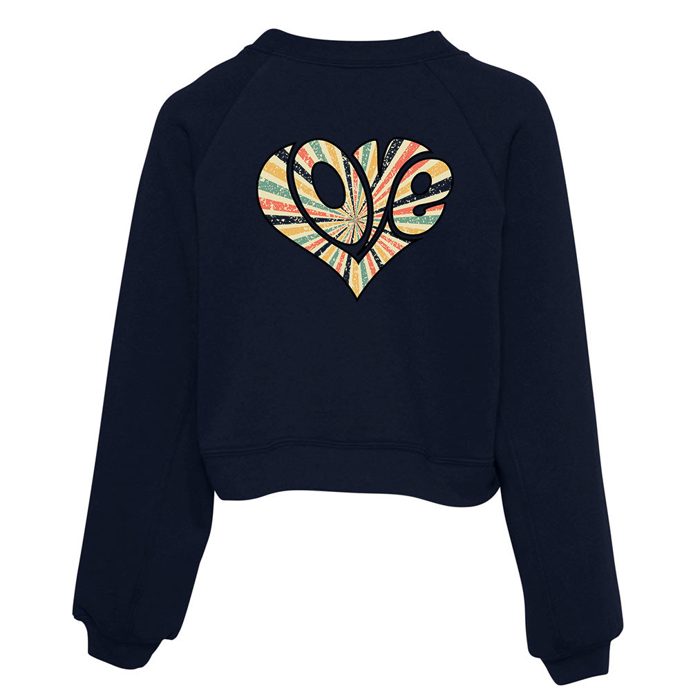 LOVE HEART <br />women's raglan crop fleece