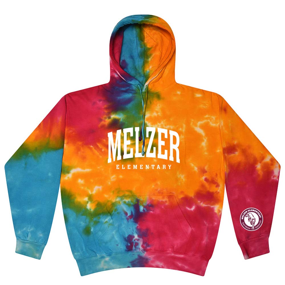 EXTENDED ARC UNISEX TIE DYE HOODIE ~ MELZER ELEMENTARY ~ Dyenomite <br>classic fit
