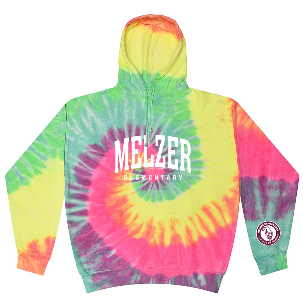 EXTENDED ARC UNISEX TIE DYE HOODIE ~ MELZER ELEMENTARY ~ Dyenomite <br>classic fit