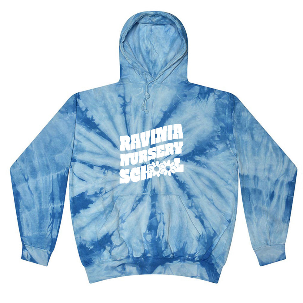 DAISY FLAG TIE DYE HOODIE ~ RAVINIA NURSERY SCHOOL ~ adult ~ classic unisex fit