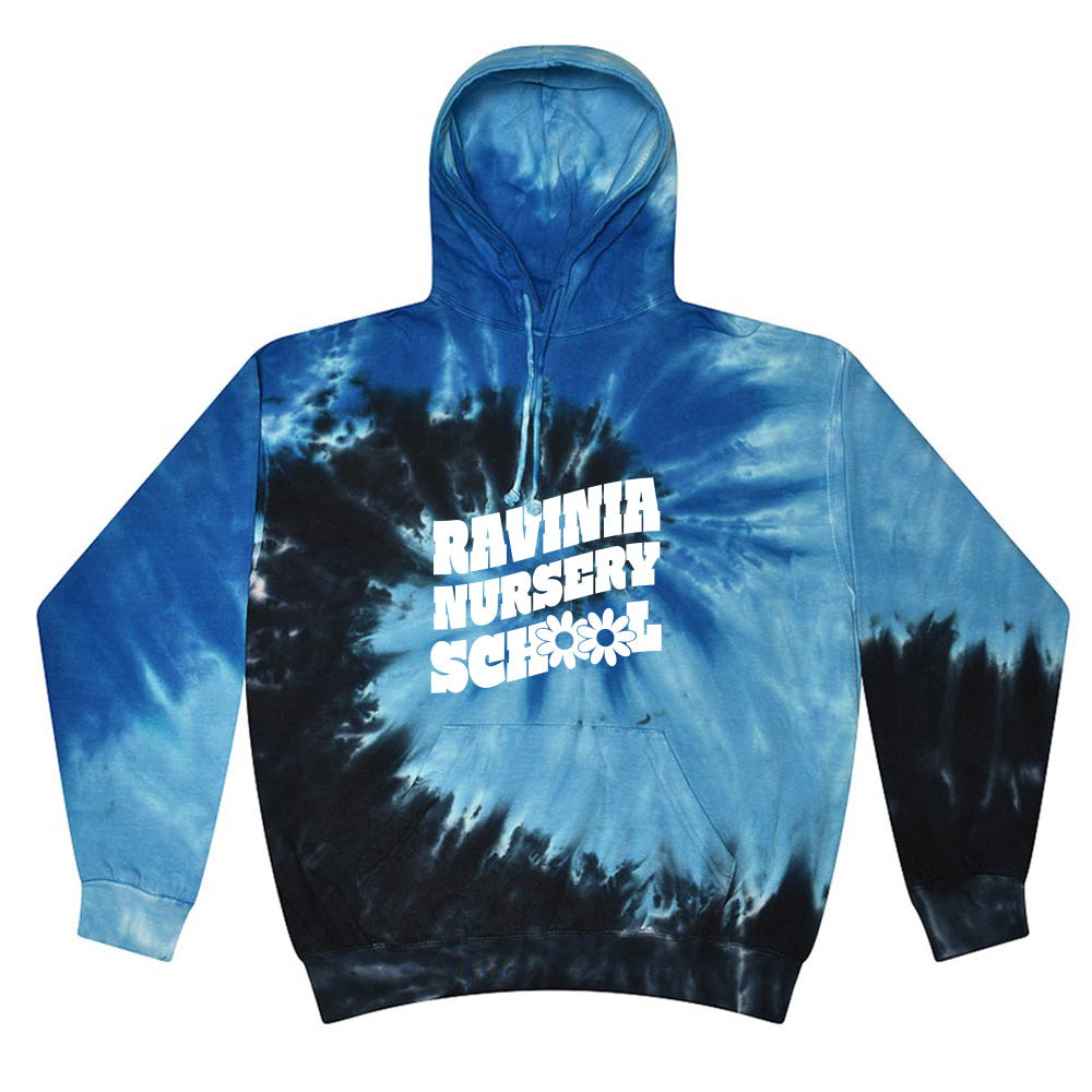TIE DYE ADULT HOODIE ~ RAVINIA NURSERY SCHOOL ~ classic fit