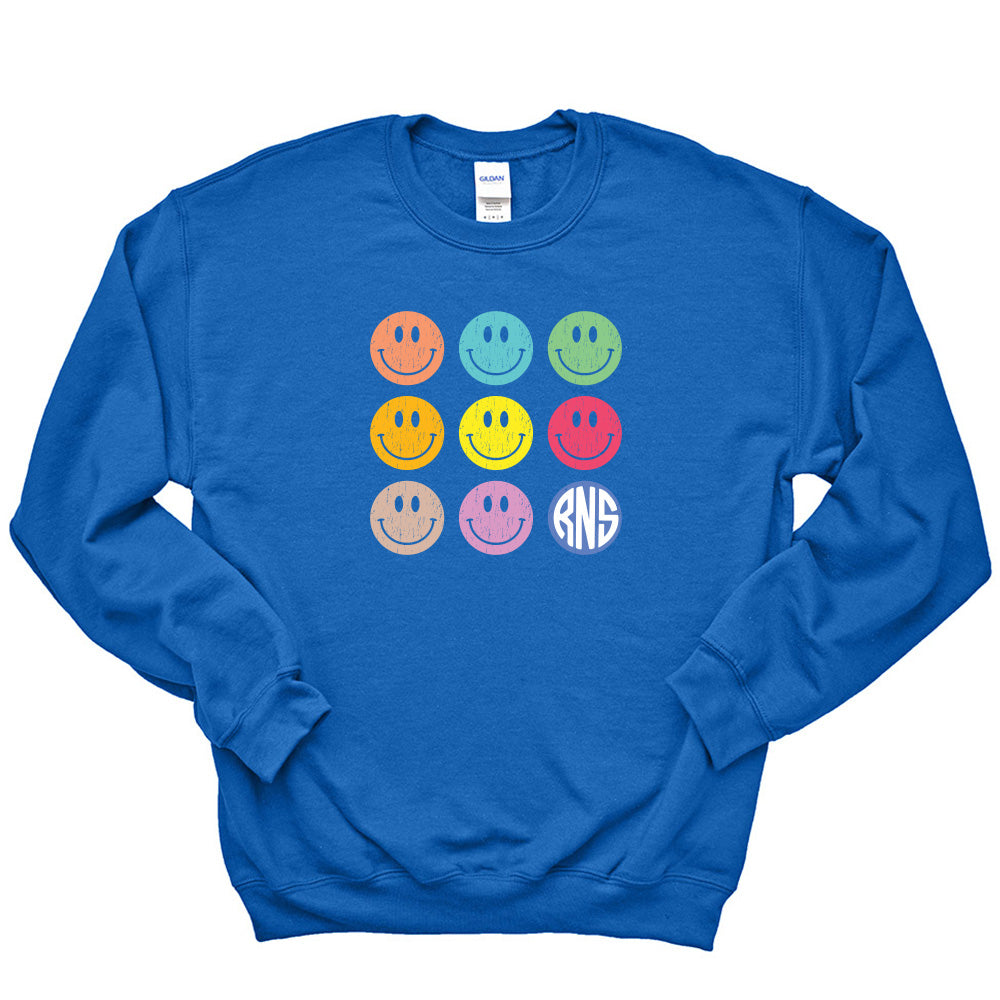 SMILEY ARRAY ADULT CREWNECK SWEATSHIRT <br>RAVINIA NURSERY SCHOOL <br> classic fit