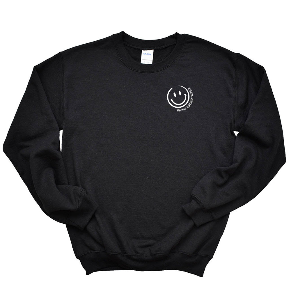 SMILEY CREWNECK SWEATSHIRT ~ RAVINIA NURSERY SCHOOL ~ adult ~ classic unisex fit
