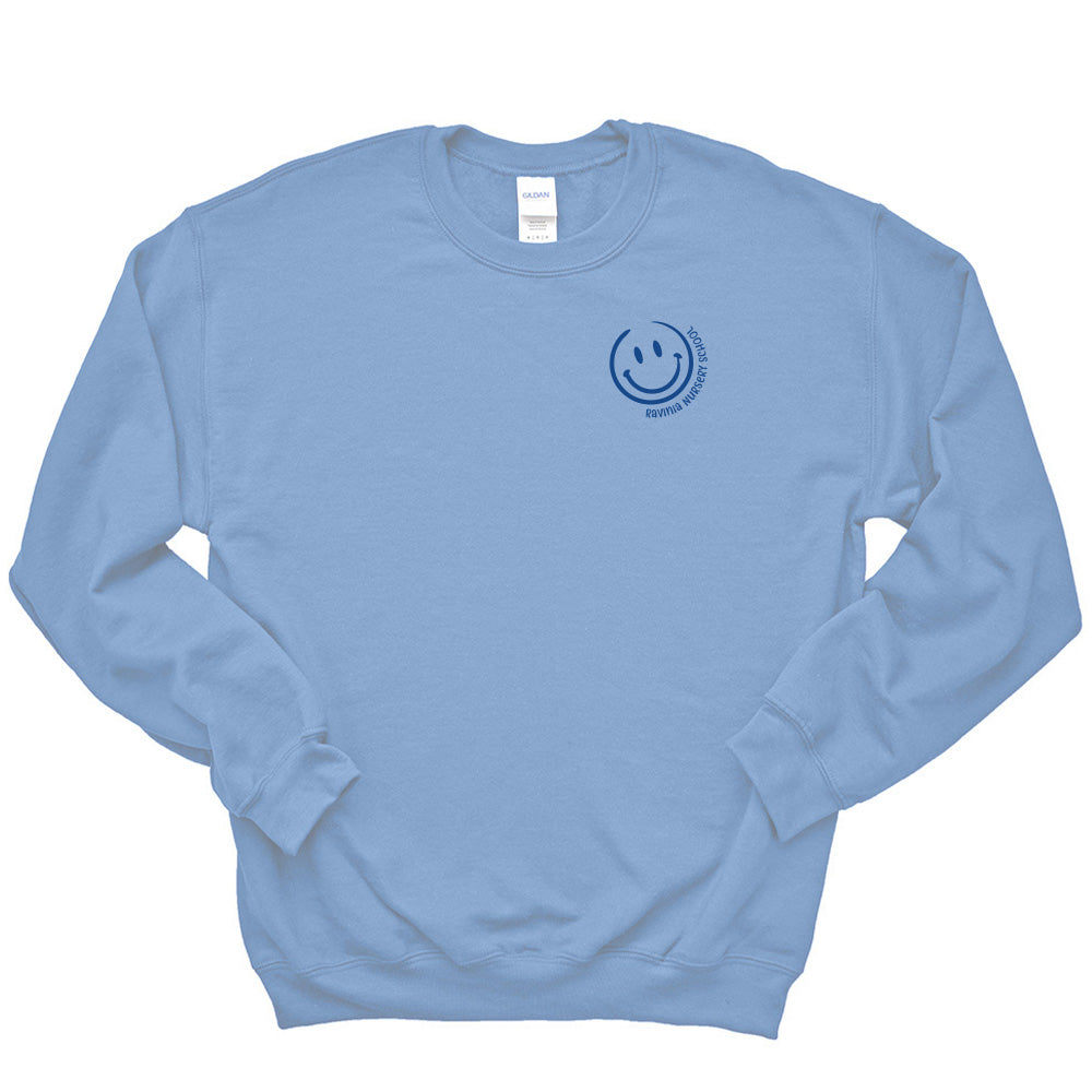SMILEY CREWNECK SWEATSHIRT ~ RAVINIA NURSERY SCHOOL ~ adult ~ classic unisex fit