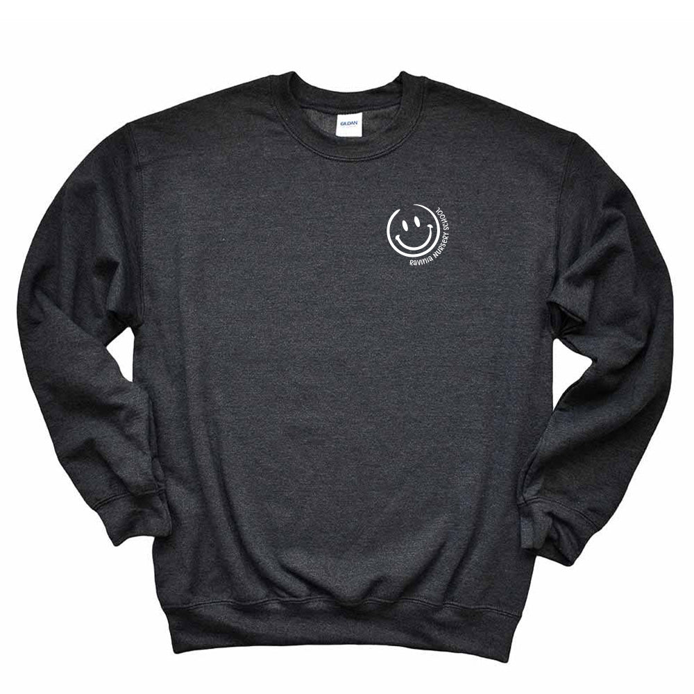 SMILEY CREWNECK SWEATSHIRT ~ RAVINIA NURSERY SCHOOL ~ adult ~ classic unisex fit