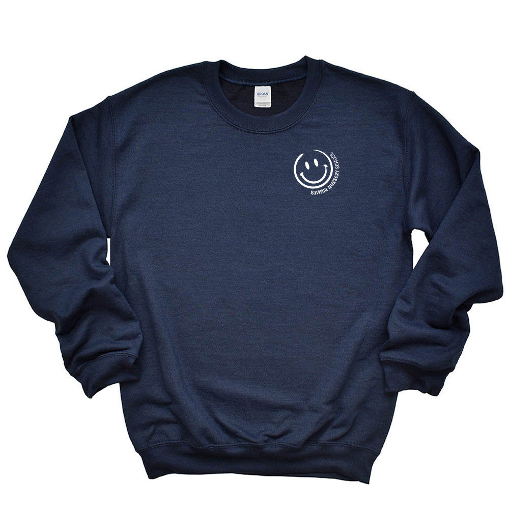 SMILEY CREWNECK SWEATSHIRT ~ RAVINIA NURSERY SCHOOL ~ adult ~ classic unisex fit