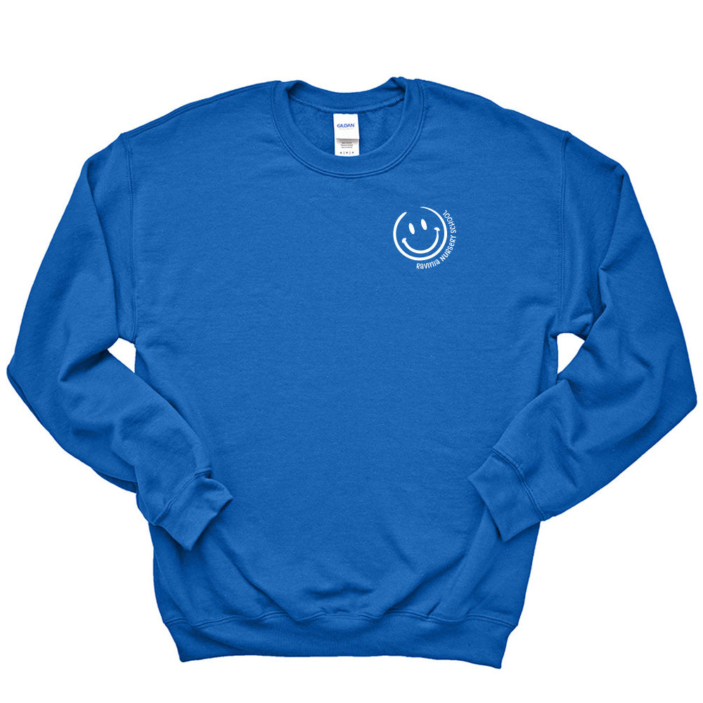 SMILEY CREWNECK SWEATSHIRT ~ RAVINIA NURSERY SCHOOL ~ adult ~ classic unisex fit