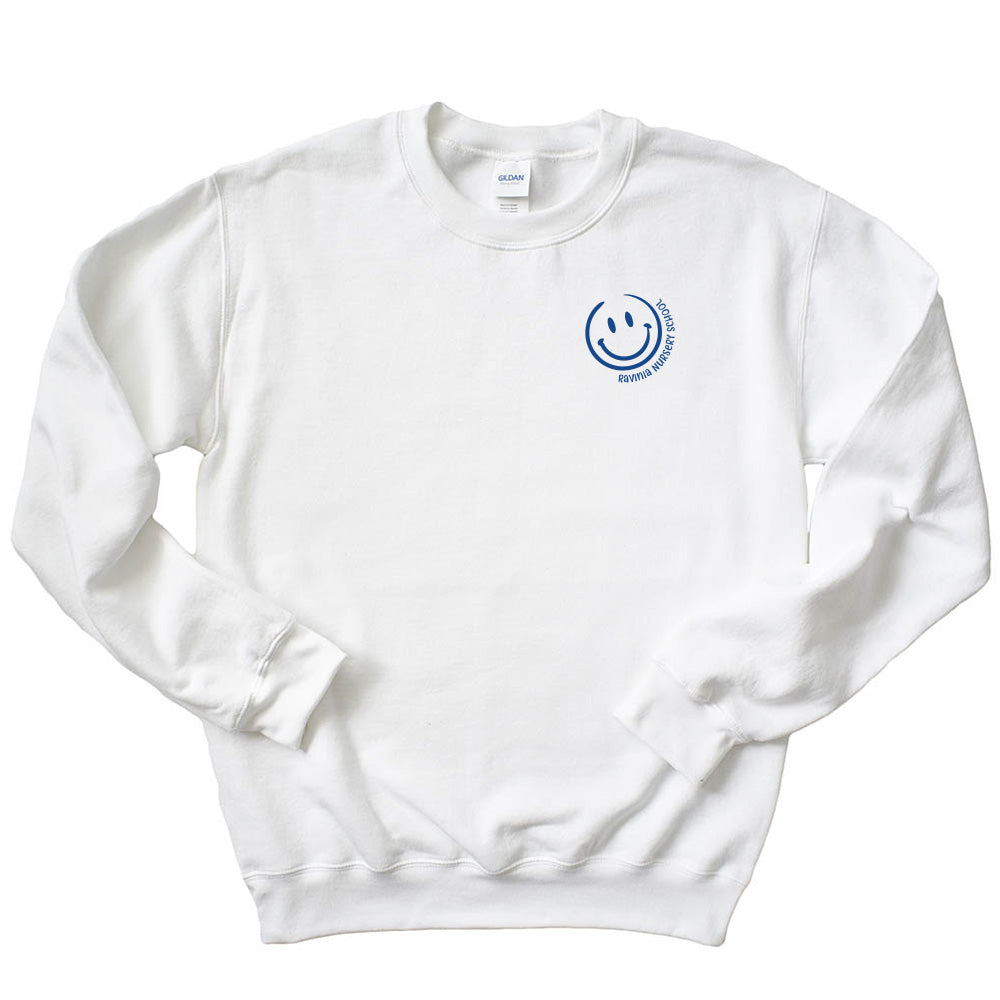 SMILEY CREWNECK SWEATSHIRT ~ RAVINIA NURSERY SCHOOL ~ adult ~ classic unisex fit