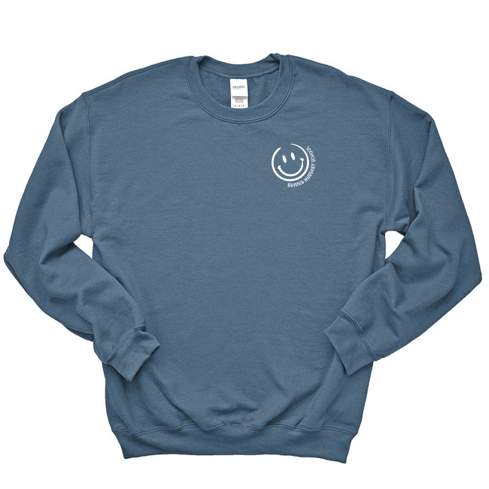 SMILEY CREWNECK ADULT SWEATSHIRT ~ RAVINIA NURSERY SCHOOL ~ classic fit