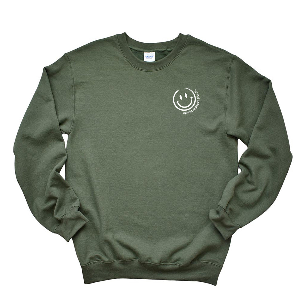 SMILEY CREWNECK SWEATSHIRT ~ RAVINIA NURSERY SCHOOL ~ adult ~ classic unisex fit