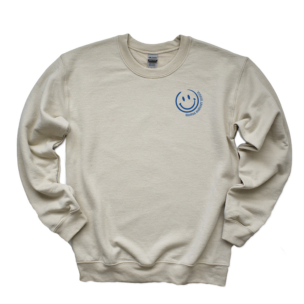 SMILEY CREWNECK SWEATSHIRT ~ RAVINIA NURSERY SCHOOL ~ adult ~ classic unisex fit