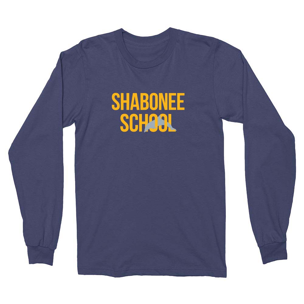 MODERN DOLPHIN LONG SLEEVE TEE ~ SHABONEE ELEMENTARY SCHOOL ~ youth and adult ~ boxy fit