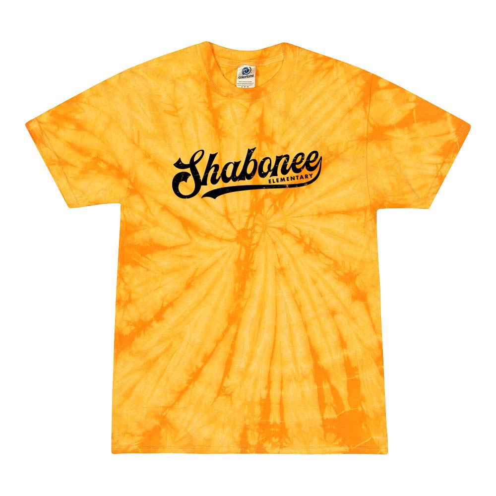 SHABONEE RETRO SCRIPT TIE DYE ~ youth and adult ~ classic fit