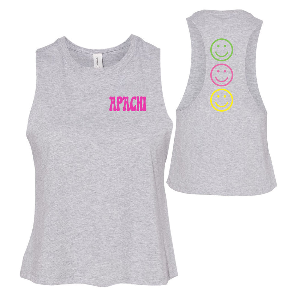 SMILEY TOWER APACHI RACERBACK CROP TANK ~ APACHI DAY CAMP ~ juniors ~ flowy fit