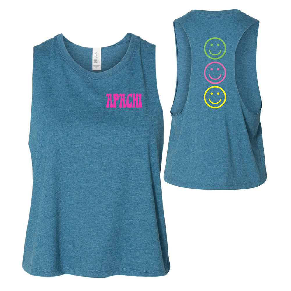 SMILEY TOWER APACHI RACERBACK CROP TANK ~ APACHI DAY CAMP ~ juniors ~ flowy fit