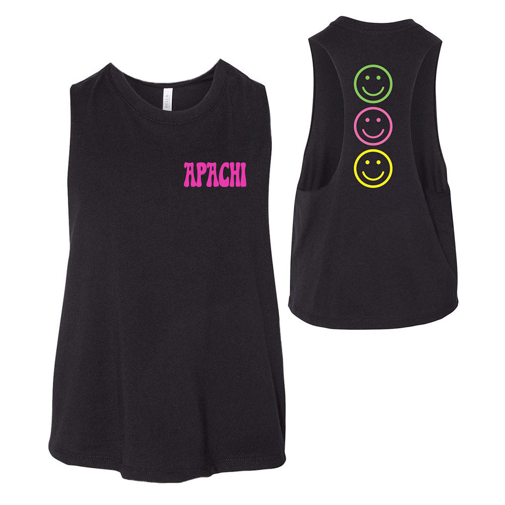 SMILEY TOWER APACHI RACERBACK CROP TANK ~ APACHI DAY CAMP ~ juniors ~ flowy fit