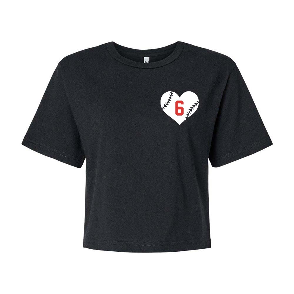 BASEBALL HEART BOXY CROP TEE ~ GLENVIEW PATRIOTS ~ boxy fit