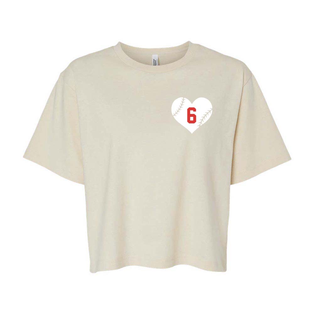 BASEBALL HEART BOXY CROP TEE ~ GLENVIEW PATRIOTS ~ boxy fit