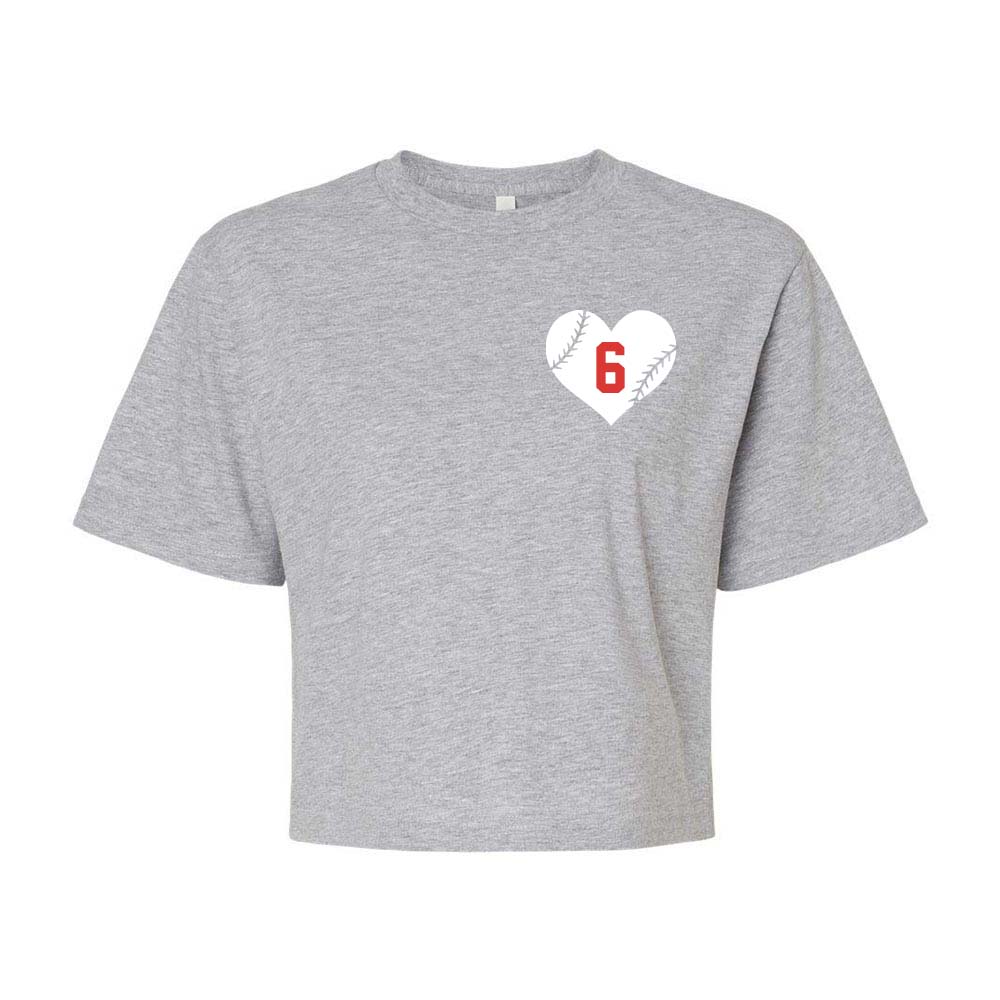 BASEBALL HEART BOXY CROP TEE ~ GLENVIEW PATRIOTS ~ boxy fit