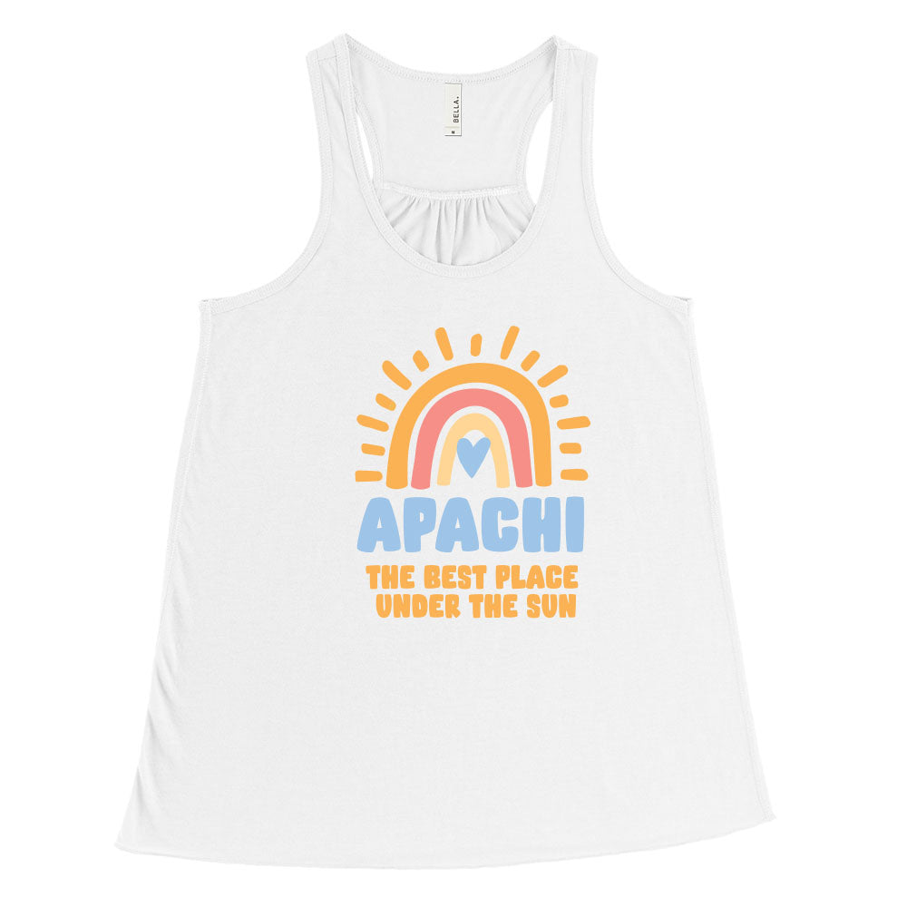 BEST PLACE UNDER THE SUN RAINBOW FLOWY TANK ~ APACHI DAY CAMP ~ adult ~ flowy fit