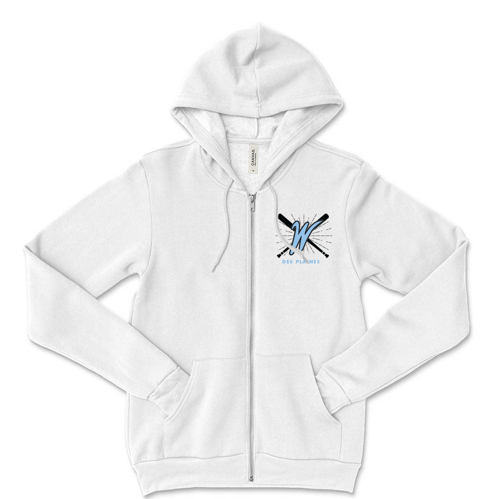 DES PLAINES WARRIORS W ZIP HOODIE ~ DES PLAINES WARRIORS ~ youth & adult ~ classic unisex fit